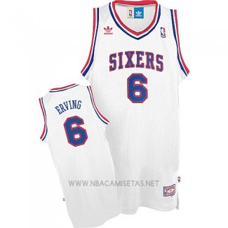 Camiseta Philadelphia 76ers Julius Erving NO 6 Retro Blanco