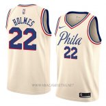 Camiseta Philadelphia 76ers Richaun Holmes NO 22 Ciudad 2018 Crema