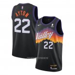 Camiseta Phoenix Suns Deandre Ayton NO 22 Ciudad 2020-21 Negro