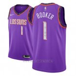 Camiseta Phoenix Suns Devin Booker NO 1 Ciudad 2018-19 Violeta