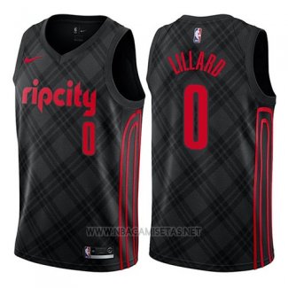 Camiseta Portland Trail Blazers Damian Lillard NO 0 Ciudad Negro