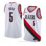 Camiseta Portland Trail Blazers Rodney Hood NO 5 Association 2018 Blanco