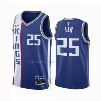 Camiseta Sacramento Kings Alex Len NO 25 Ciudad 2023-24 Azul