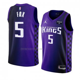 Camiseta Sacramento Kings De'Aaron Fox NO 5 Statement 2023-24 Violeta