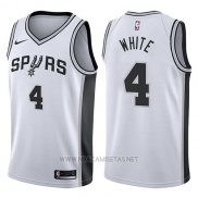 Camiseta San Antonio Spurs Derrick White NO 4 Swingman Association 2017-18 Blanco