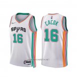 Camiseta San Antonio Spurs Devontae Cacok NO 16 Ciudad 2021-22 Blanco