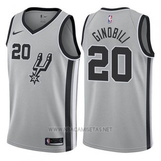 Camiseta San Antonio Spurs Manu Ginobili NO 20 Statement 2017-18 Gris