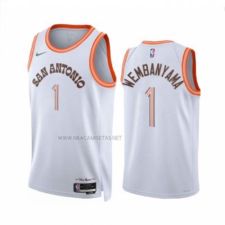 Camiseta San Antonio Spurs Victor Wembanyama NO 1 Ciudad 2023-24 Blanco