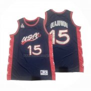 Camiseta USA 1996 Hakeem Olajuwon NO 15 Azul