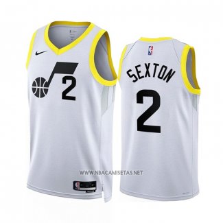 Camiseta Utah Jazz Collin Sexton NO 2 Association 2022-23 Blanco