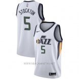 Camiseta Utah Jazz David Stockton NO 5 Association 2017-18 Blanco