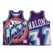 Camiseta Utah Jazz Karl Malone NO 32 Mitchell & Ness Big Face Violeta