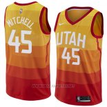 Camiseta Utah Jazz Mitchell NO 45 Ciudad 2017-18 Naranja