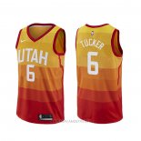Camiseta Utah Jazz Rayjon Tucker NO 6 Ciudad Naranja