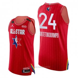 Camiseta All Star 2020 Milwaukee Bucks Giannis Antetokounmpo Autentico NO 24 Rojo