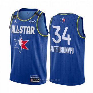 Camiseta All Star 2020 Milwaukee Bucks Giannis Antetokounmpo NO 34 Azul