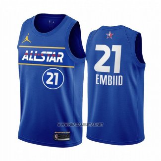 Camiseta All Star 2021 Philadelphia 76ers Joel Embiid NO 21 Azul