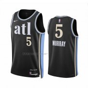 Camiseta Atlanta Hawks Dejounte Murray NO 5 Ciudad 2023-24 Negro