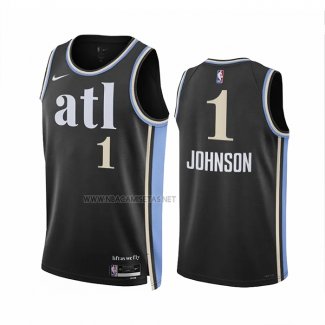 Camiseta Atlanta Hawks Jalen Johnson NO 1 Ciudad 2023-24 Negro