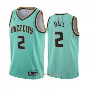 Camiseta Charlotte Hornets LaMelo Ball NO 2 Ciudad 2020-21 Verde