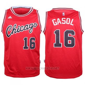 Camiseta Chicago Bulls Pau Gasol NO 16 Retro Rojo