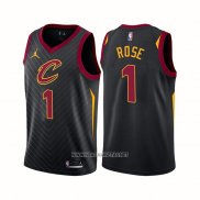 Camiseta Cleveland Cavaliers Derrick Rose NO 1 Statement 2020-21 Negro