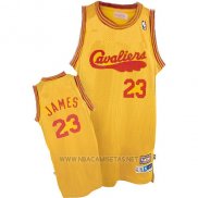 Camiseta Cleveland Cavaliers LeBron James NO 23 Retro 2009 Amarillo