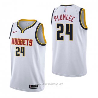 Camiseta Denver Nuggets Mason Plumlee NO 24 Association Blanco