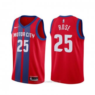 Camiseta Detroit Pistons Derrick Rose NO 25 Ciudad 2019-20 Rojo