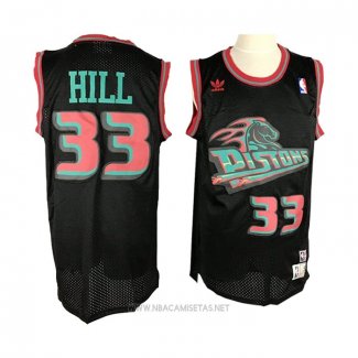 Camiseta Detroit Pistons Grant Hill NO 33 Retro Negro