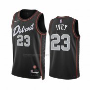 Camiseta Detroit Pistons Jaden Ivey NO 23 Ciudad 2023-24 Negro