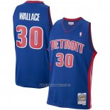 Camiseta Detroit Pistons Rasheed Wallace NO 30 Mitchell & Ness 2003-04 Azul
