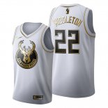 Camiseta Golden Edition Milwaukee Bucks Khris Middleton NO 22 2019-20 Blanco