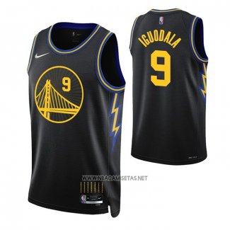 Camiseta Golden State Warriors Andre Iguodala NO 9 Ciudad 2021-22 Negro