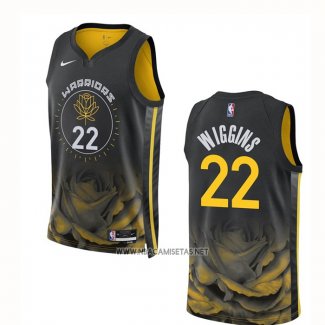 Camiseta Golden State Warriors Andrew Wiggins NO 22 Ciudad 2022-23 Negro