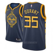 Camiseta Golden State Warriors Kevin Durant NO 35 Ciudad 2018-19 Azul