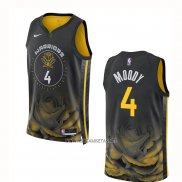 Camiseta Golden State Warriors Moses Moody NO 4 Ciudad 2022-23 Negro