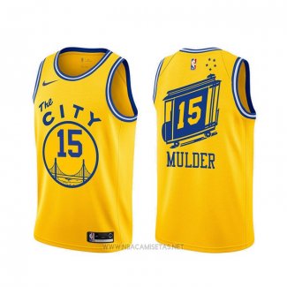 Camiseta Golden State Warriors Mychal Mulder NO 15 Classic Amarillo