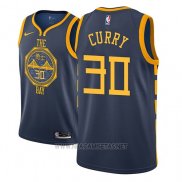 Camiseta Golden State Warriors Stephen Curry NO 30 Ciudad 2018-19 Azul