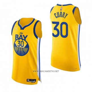 Camiseta Golden State Warriors Stephen Curry NO 30 Statement Autentico 2022 Oro