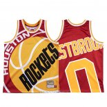 Camiseta Houston Rockets Russell Westbrook NO 0 Mitchell & Ness Big Face Rojo