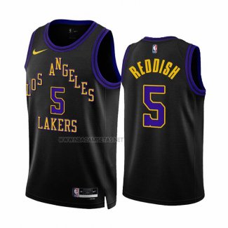 Camiseta Los Angeles Lakers Cam Reddish NO 5 Ciudad 2023-24 Negro