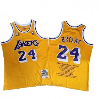 Camiseta Los Angeles Lakers Kobe Bryant NO 24 Amarillo