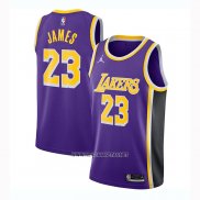 Camiseta Los Angeles Lakers LeBron James NO 23 Statement 2020-21 Violeta