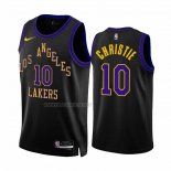 Camiseta Los Angeles Lakers Max Christie NO 10 Ciudad 2023-24 Negro