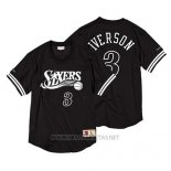 Camiseta Manga Corta Philadelphia 76ers Allen Iverson NO 3 Negro