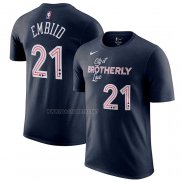 Camiseta Manga Corta Philadelphia 76ers Joel Embiid Ciudad 2023-24 Azul