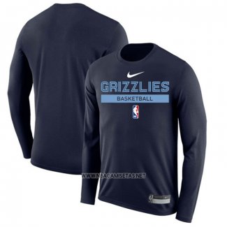 Camiseta Manga Larga Memphis Grizzlies Practice Performance 2022-23 Azul