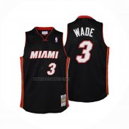 Camiseta Miami Heat Dwyane Wade NO 3 Mitchell & Ness 2012-13 Negro