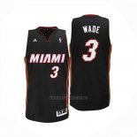 Camiseta Miami Heat Dwyane Wade NO 3 Segunda Negro